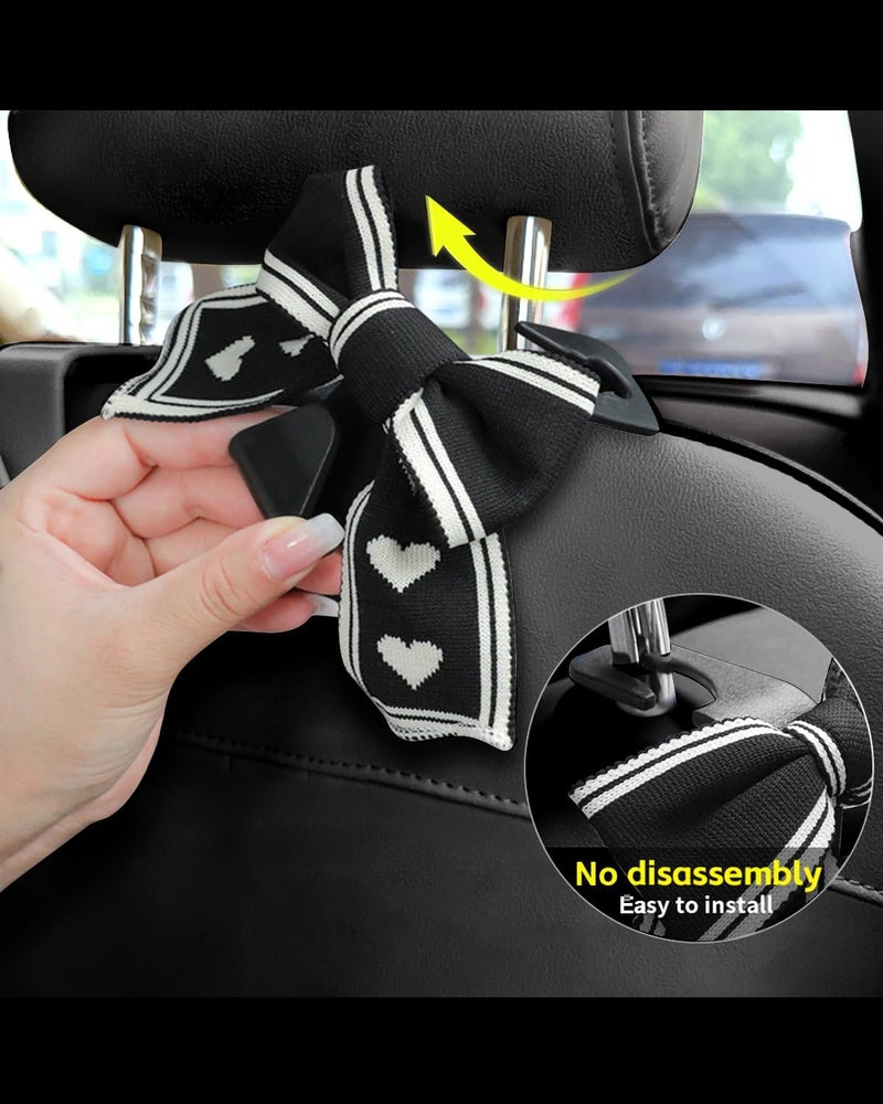 LIFOPY 2 Pack Car Purse Hooks, Cute Bow Car Seat Headrest Hook Hanger for Purses and Bags, Space-Saving Car Accessory (Flower) - Image 3